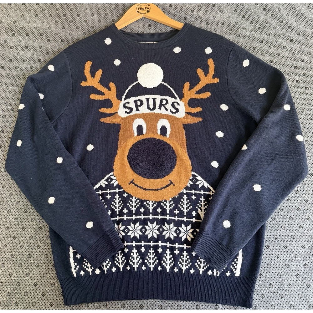 Tottenham Hotspur NBA Spurs Ugly Christmas Sweater Mens Large Reindeer Knit